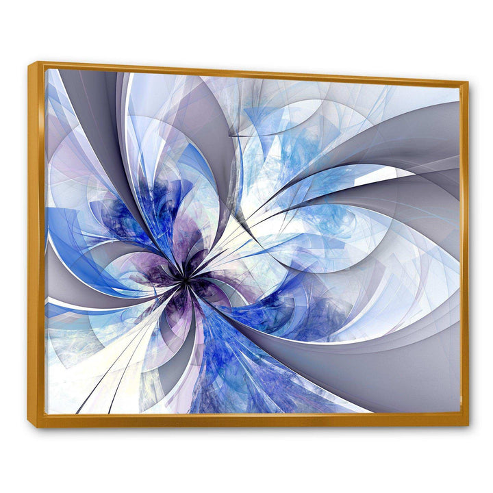 Blue Large Symmetrical Fractal Flower - Modern Bedroom Wall Art