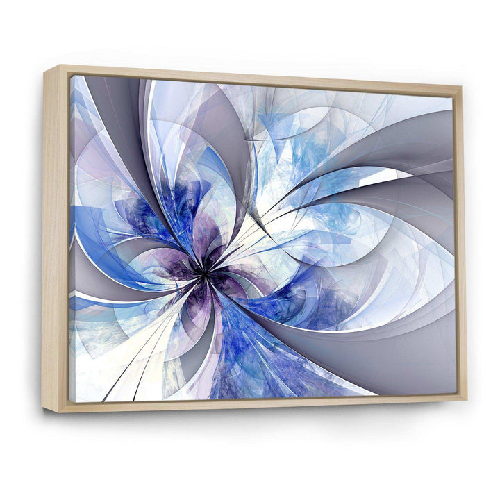 Blue Large Symmetrical Fractal Flower - Modern Bedroom Wall Art