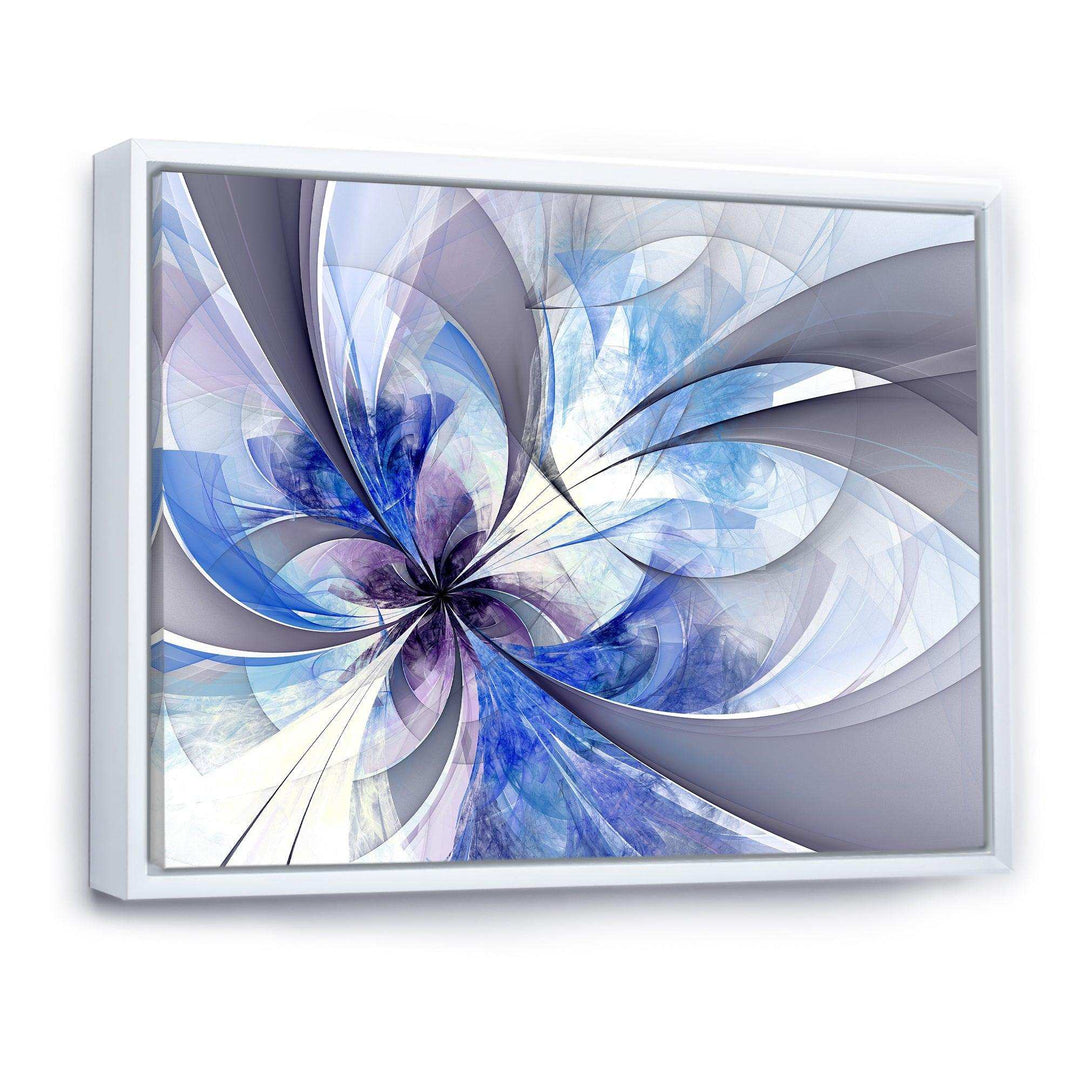 Blue Large Symmetrical Fractal Flower - Modern Bedroom Wall Art