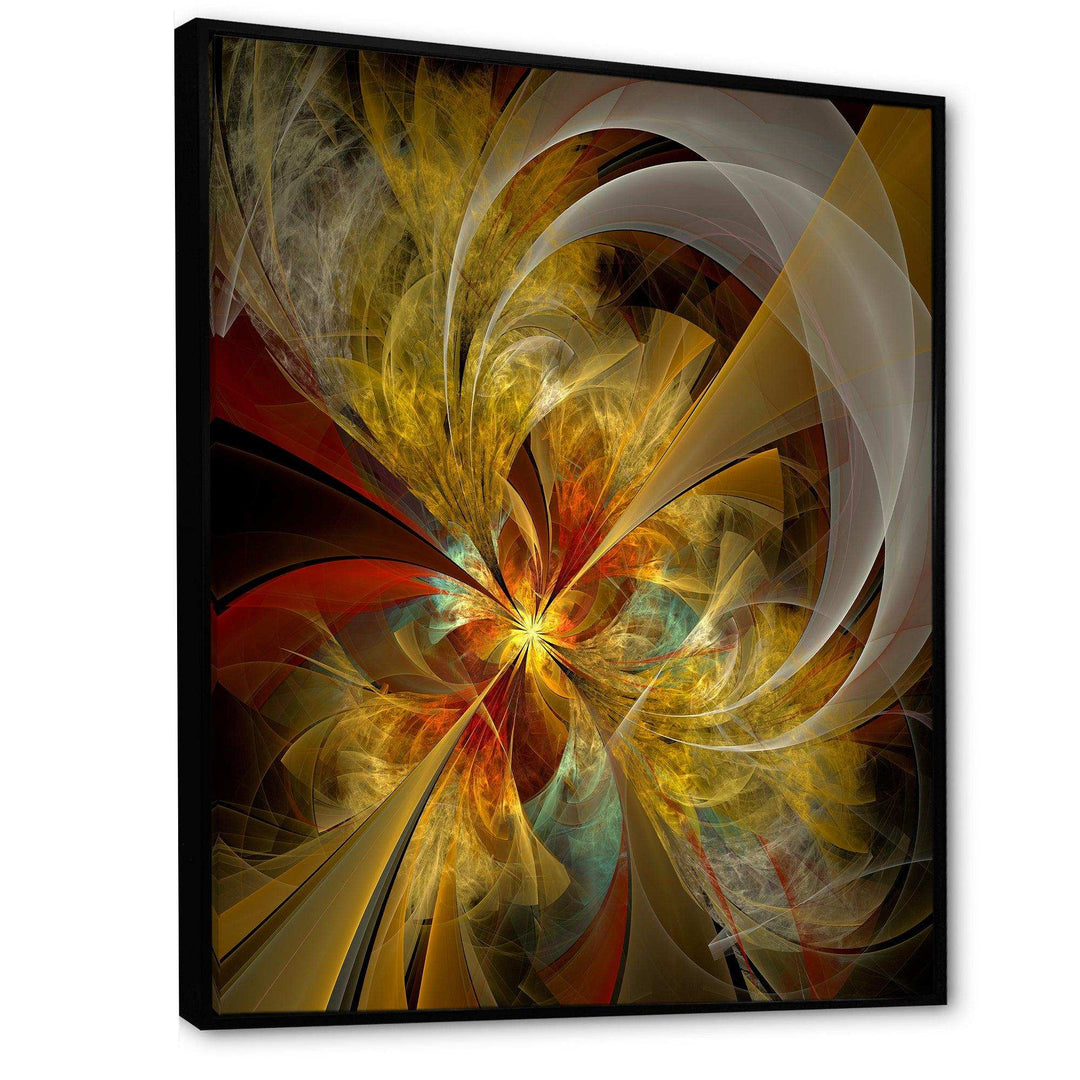 Bright Yellow Symmetrical Flower Design - Modern Canvas Wall Art