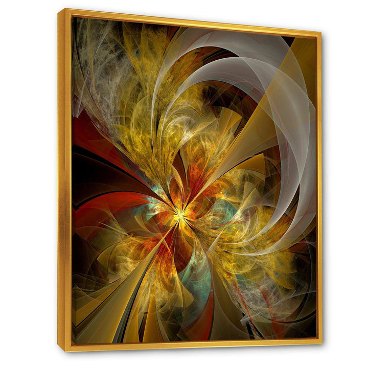 Bright Yellow Symmetrical Flower Design - Modern Canvas Wall Art