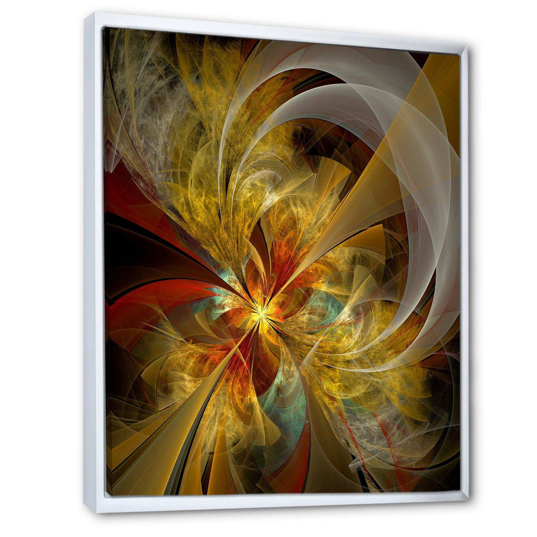 Bright Yellow Symmetrical Flower Design - Modern Canvas Wall Art
