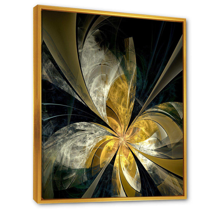 Symmetrical White Gold Fractal Flower - Modern Bedroom Wall Art