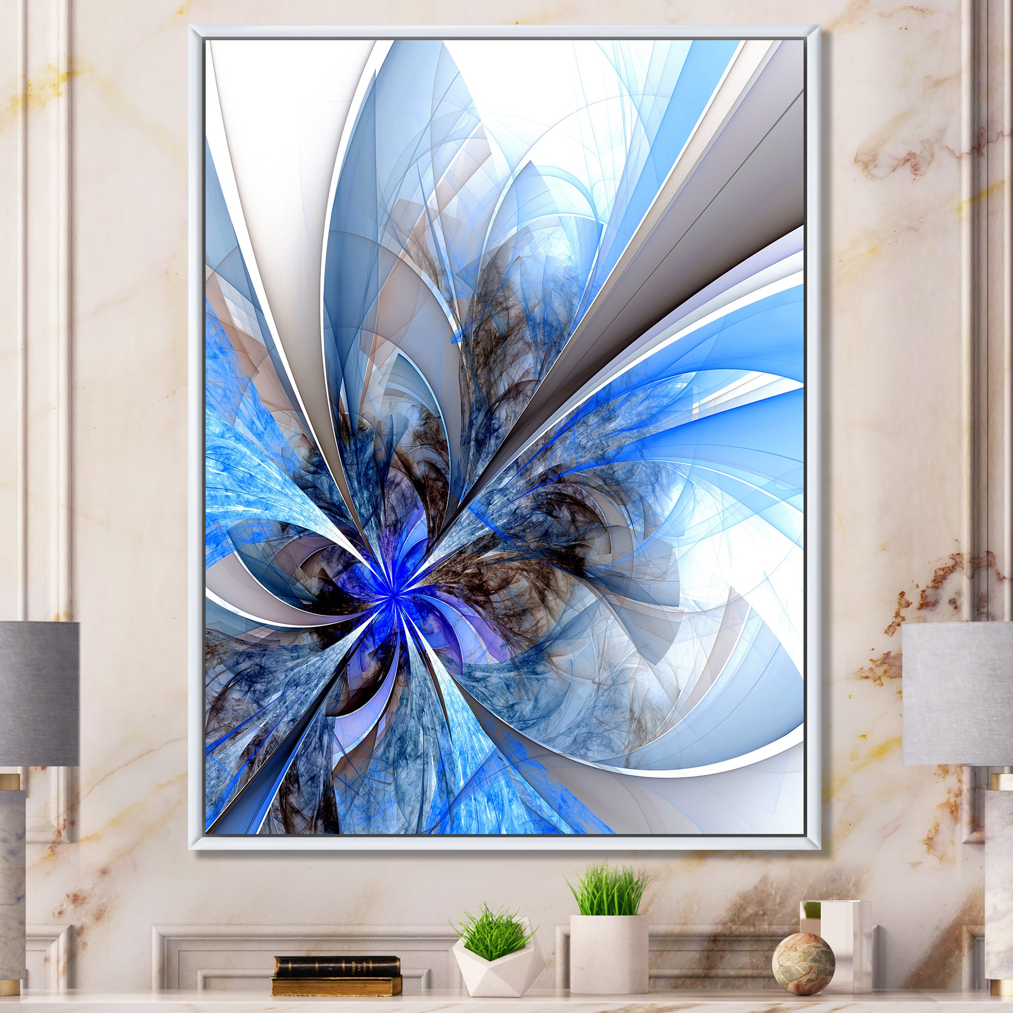 Symmetrical Large Blue Fractal Flower