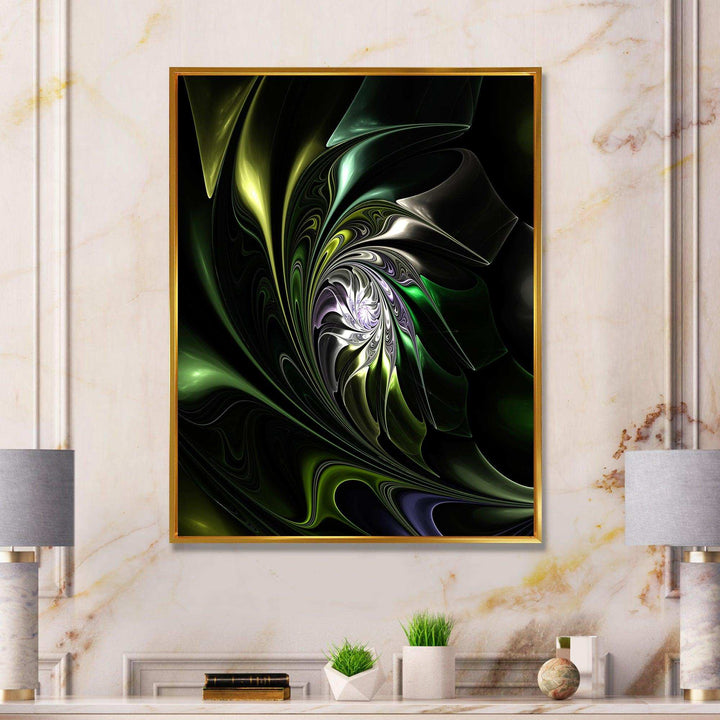 Multi Colored Green Stained Glass - Modern Canvas Wall Art