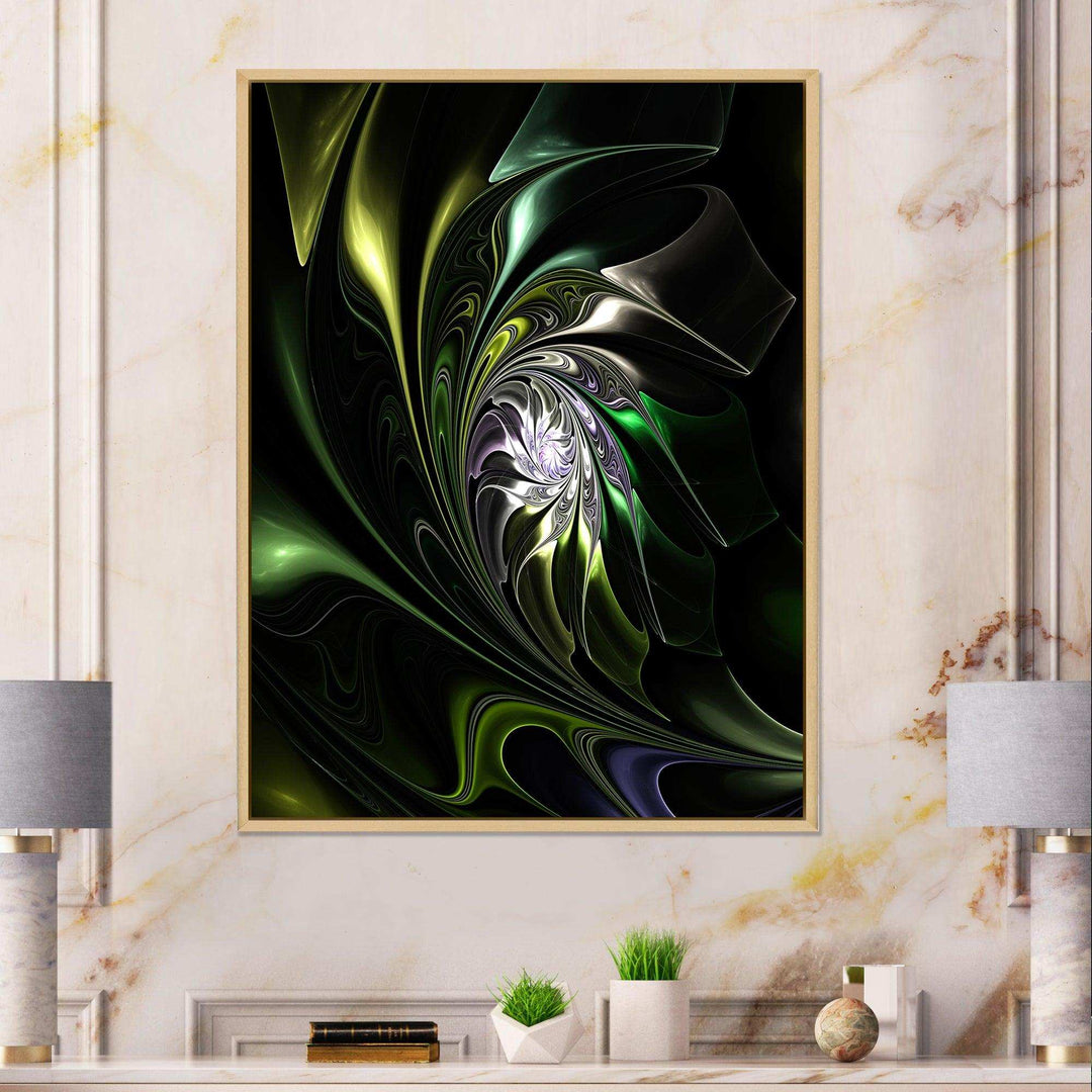 Multi Colored Green Stained Glass - Modern Canvas Wall Art