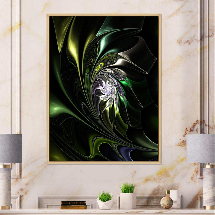 Multi Colored Green Stained Glass - Modern Canvas Wall Art