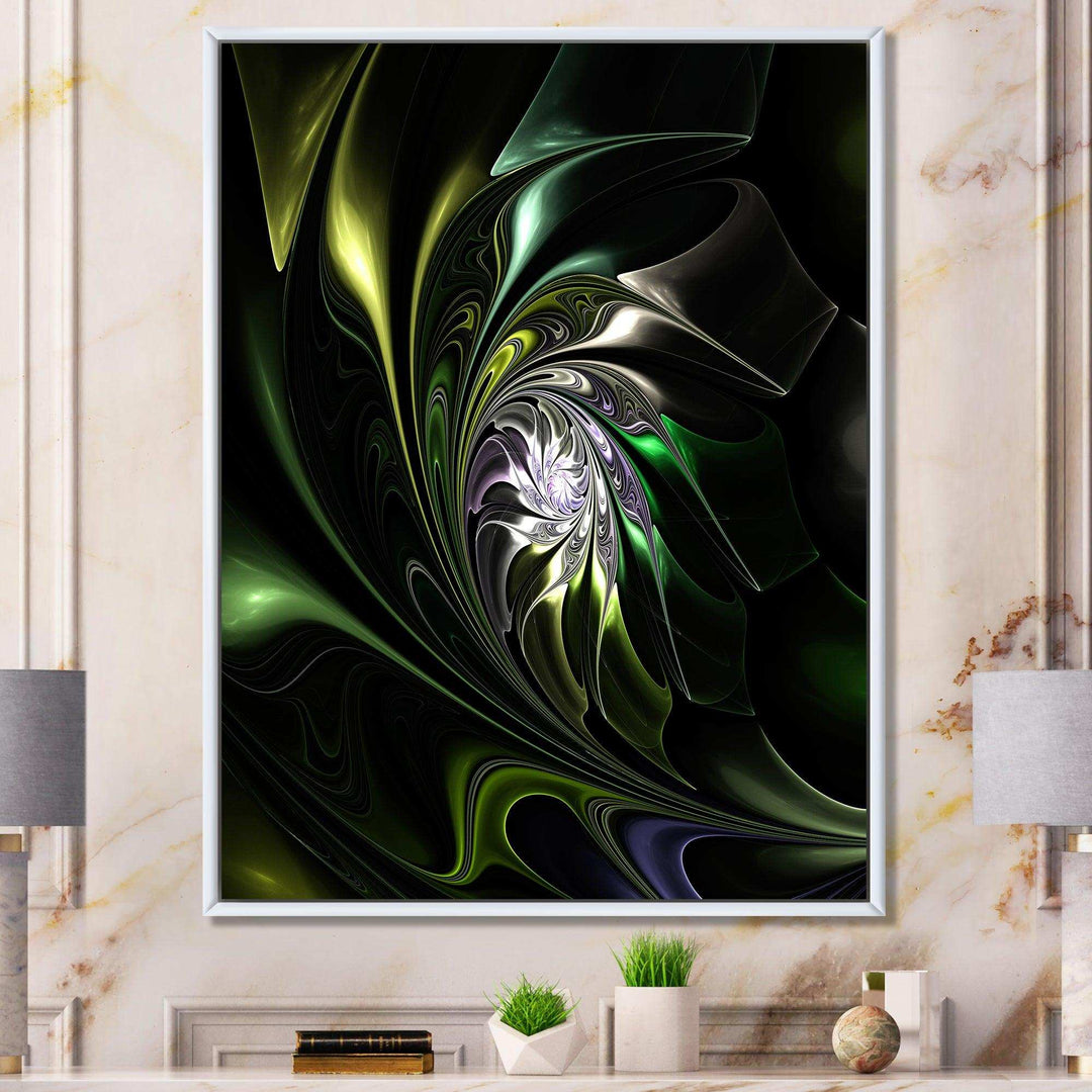 Multi Colored Green Stained Glass - Modern Canvas Wall Art