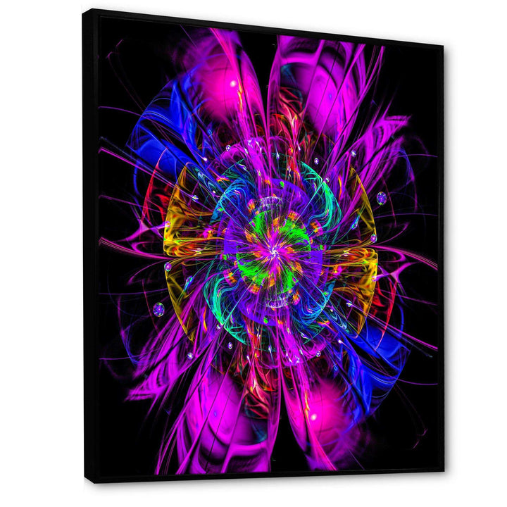 Ideal Fractal Flower Digital Art in Purple - Modern Living Room Wall Decor