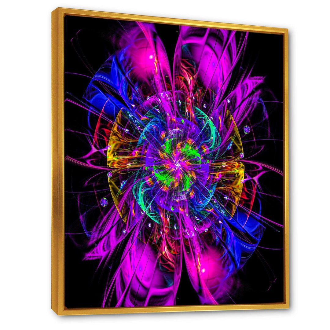 Ideal Fractal Flower Digital Art in Purple - Modern Living Room Wall Decor