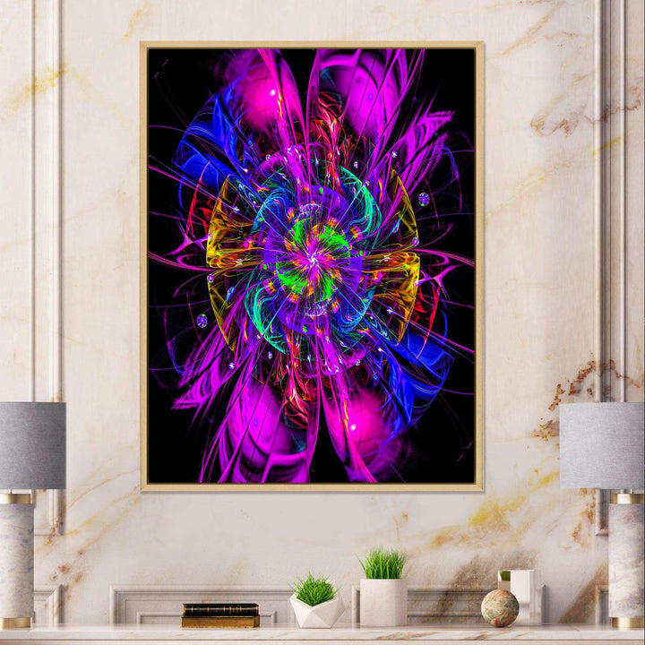 Ideal Fractal Flower Digital Art in Purple - Modern Living Room Wall Decor