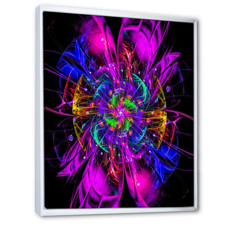 Ideal Fractal Flower Digital Art in Purple - Modern Living Room Wall Decor