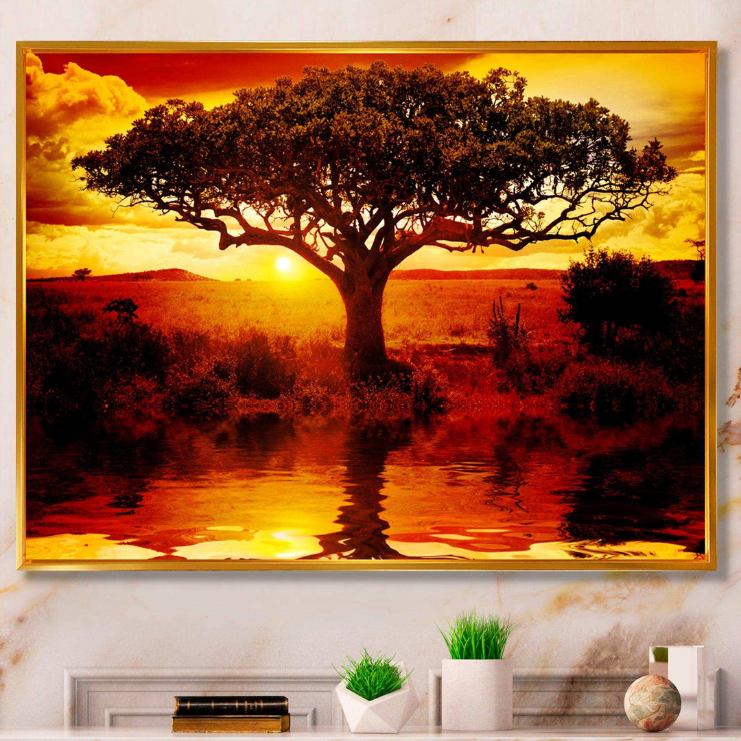 Lonely Tree in African Sunset
