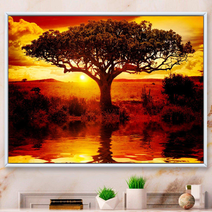 Lonely Tree in African Sunset