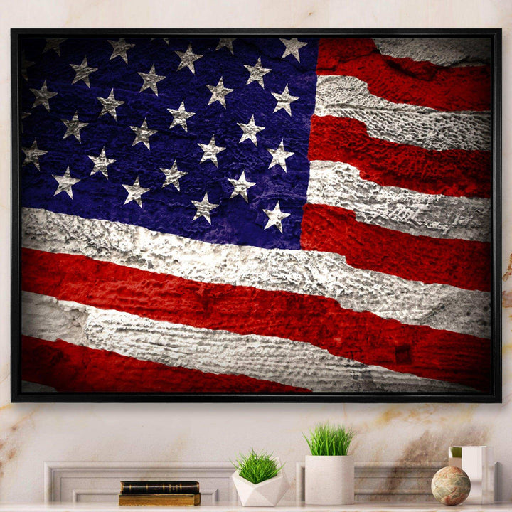 Large American Flag Watercolor - Global Bedroom Wall Art