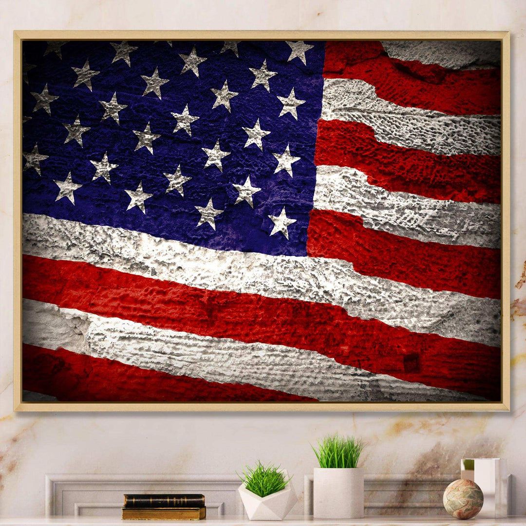 Large American Flag Watercolor - Global Bedroom Wall Art