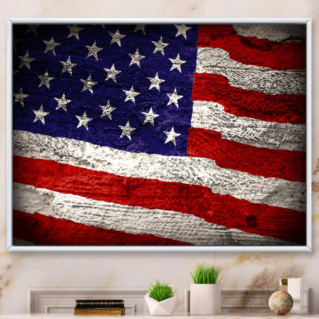 Large American Flag Watercolor - Global Bedroom Wall Art