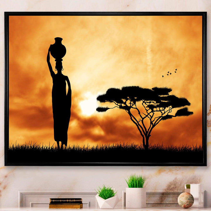 African Woman and Lonely Tree