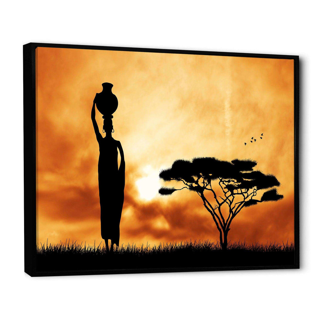 African Woman and Lonely Tree