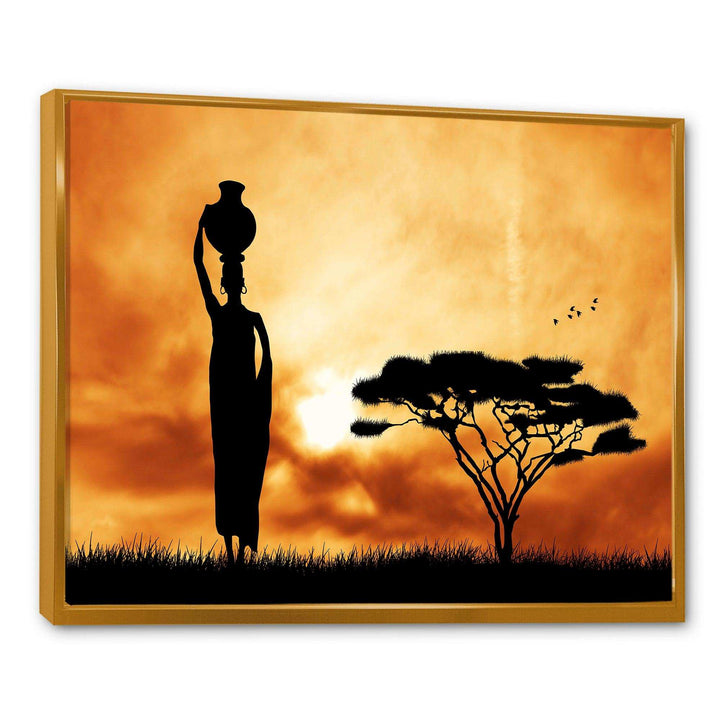 African Woman and Lonely Tree
