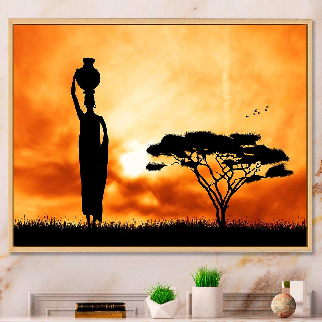 African Woman and Lonely Tree