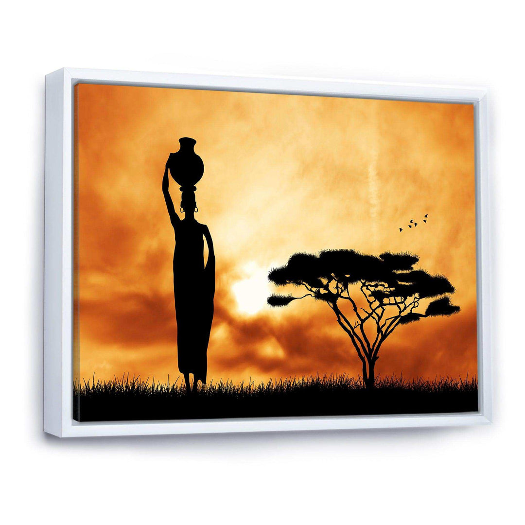 African Woman and Lonely Tree