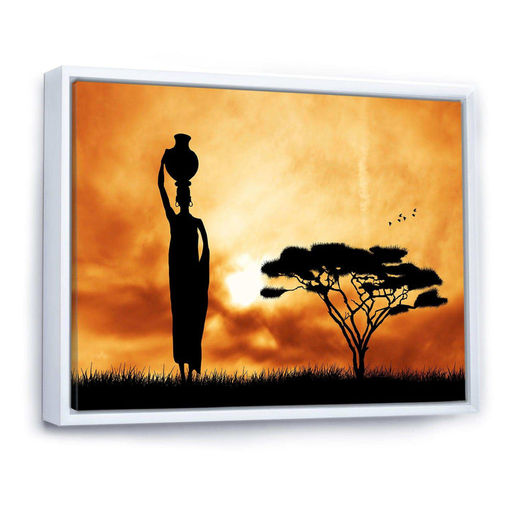 African Woman and Lonely Tree