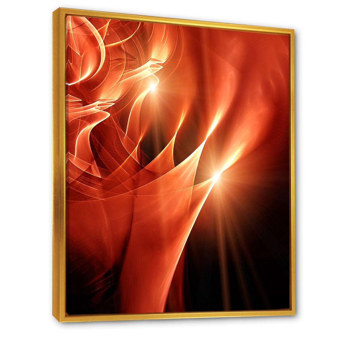 Abstract Warm Brown Fractal Design Framed Canvas Vibrant Gold - 1.5" Thick
