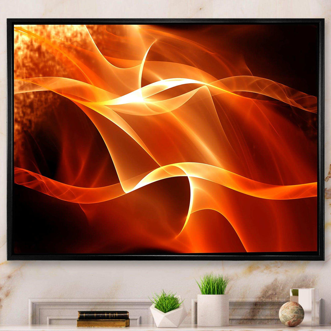 Orange Abstract Fractal Waves - Modern Wall Art Prints