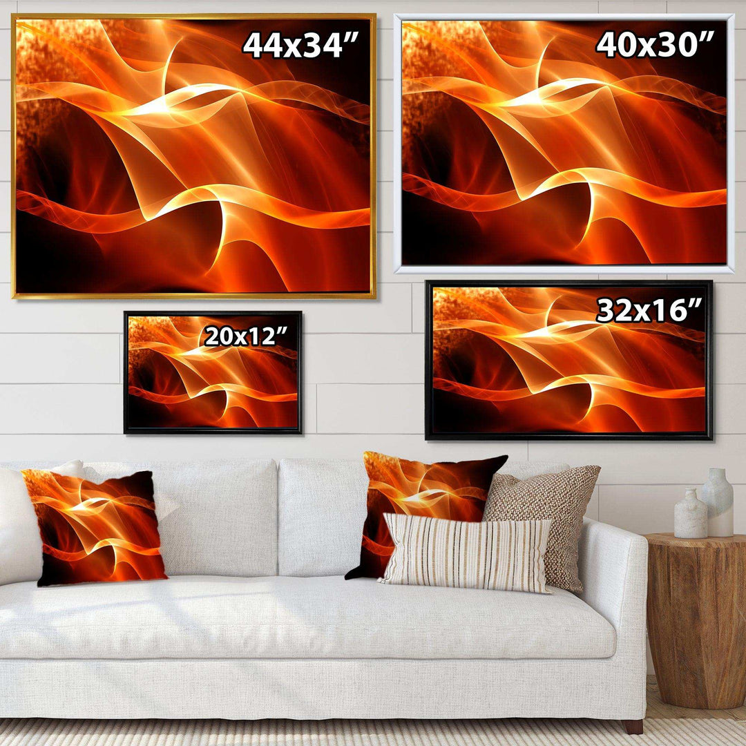 Orange Abstract Fractal Waves - Modern Wall Art Prints