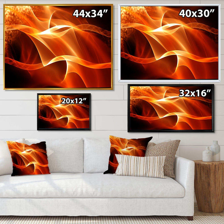 Orange Abstract Fractal Waves - Modern Wall Art Prints