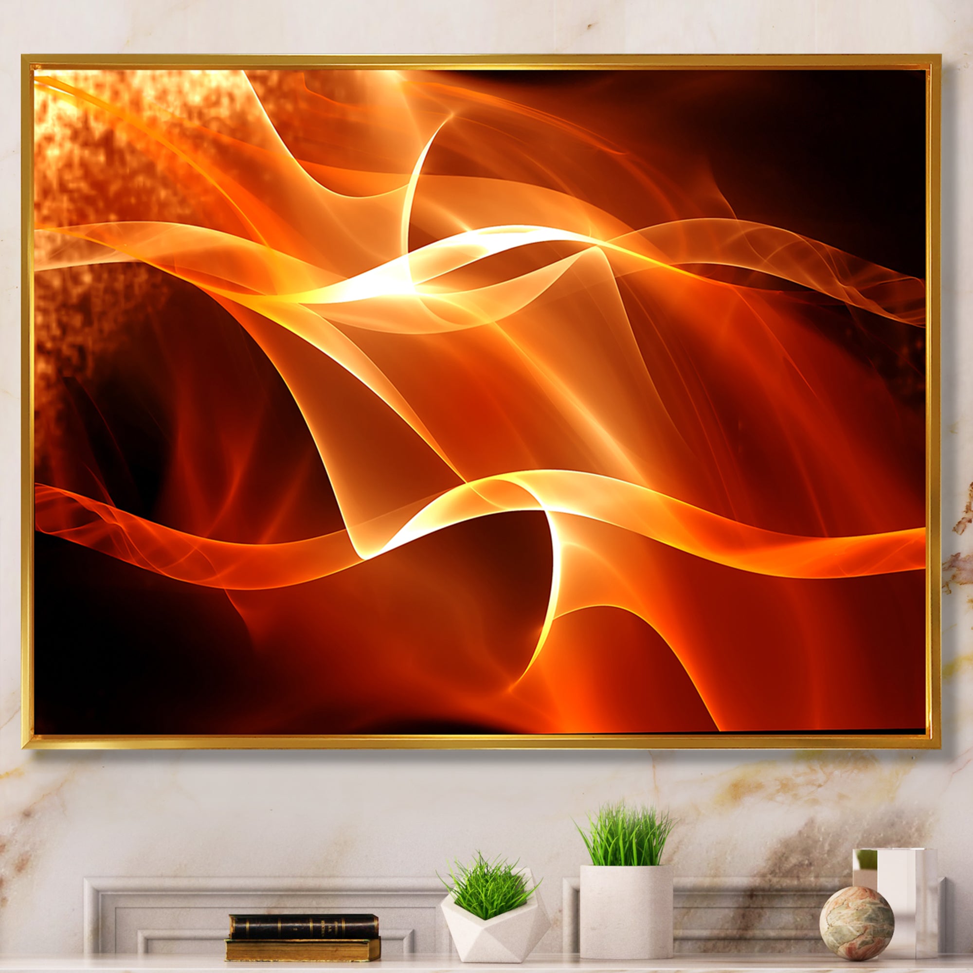 Orange 3d Abstract Fractal Waves