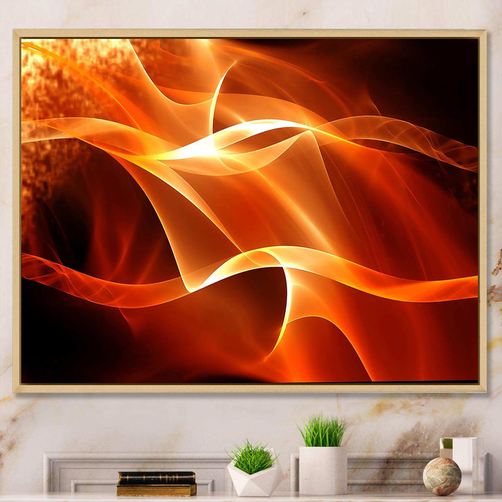 Orange Abstract Fractal Waves - Modern Wall Art Prints
