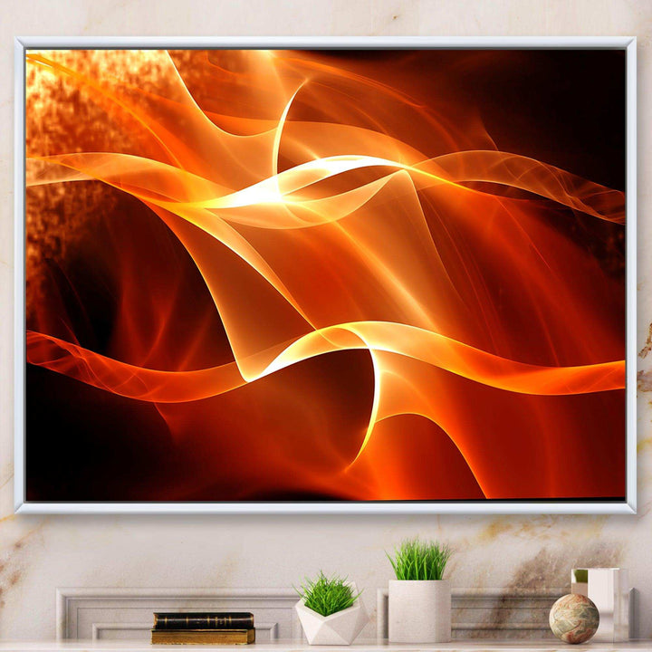 Orange Abstract Fractal Waves - Modern Wall Art Prints