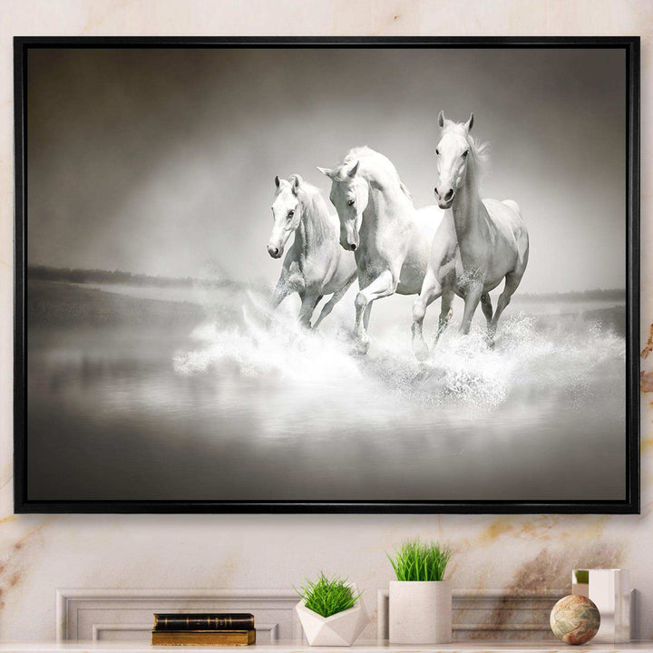 Horses Running Through Water