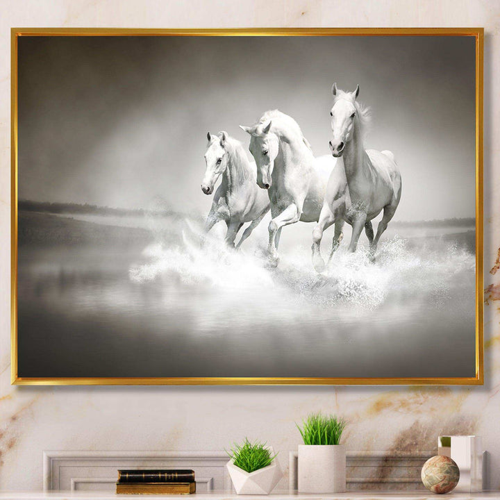 Horses Running Through Water