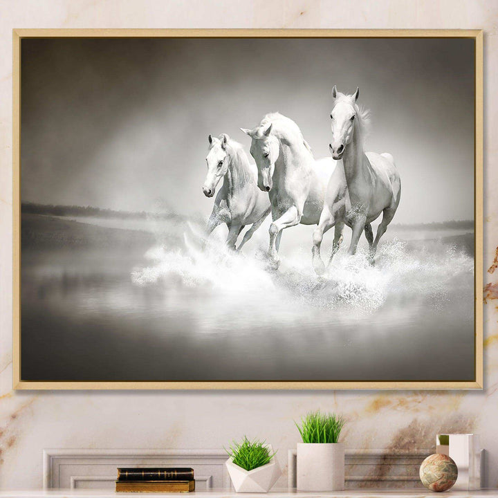 Horses Running Through Water