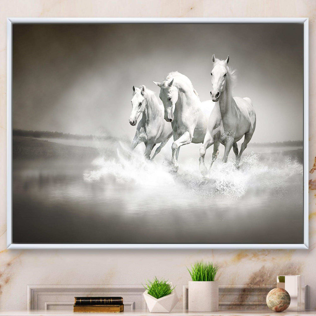 Horses Running Through Water