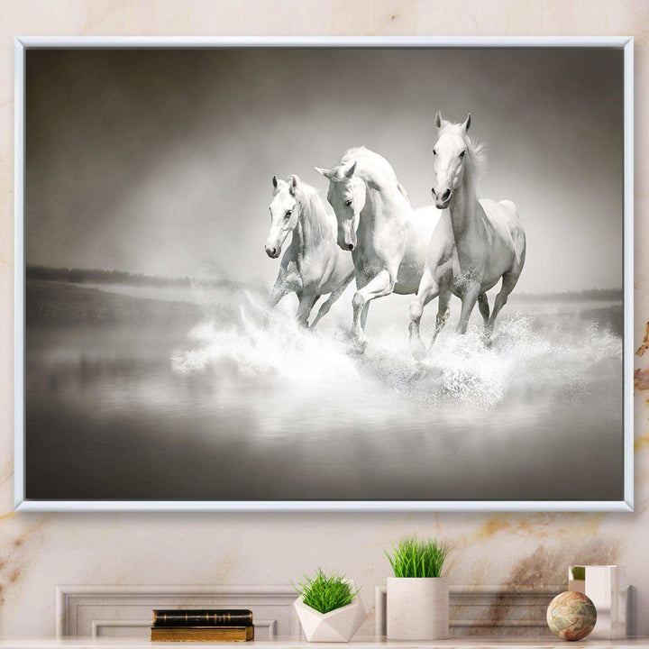 Horses Running Through Water