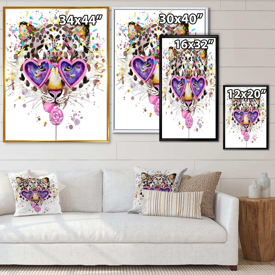 Funny Leopard with Heart Glasses