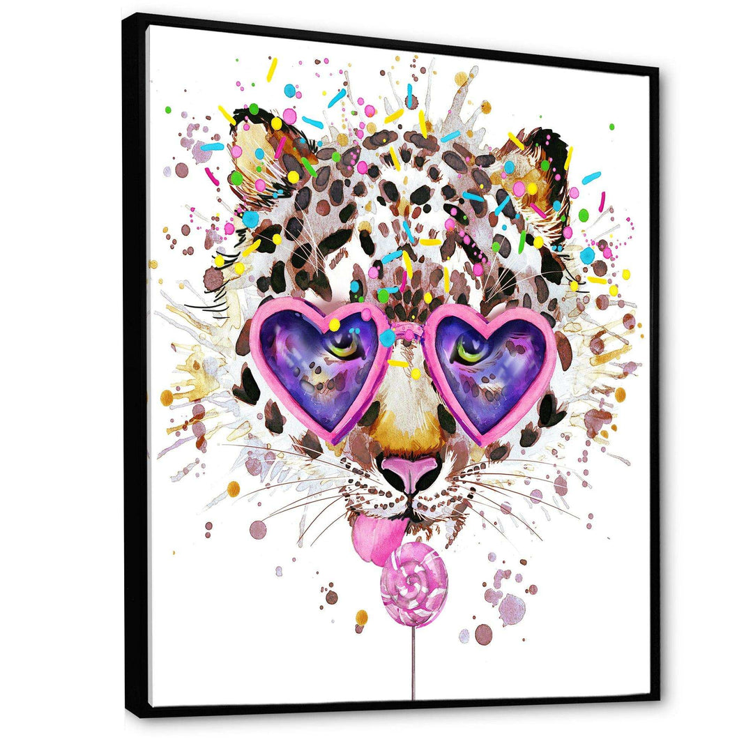 Funny Leopard with Heart Glasses