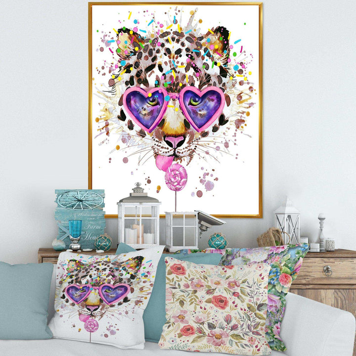 Funny Leopard with Heart Glasses
