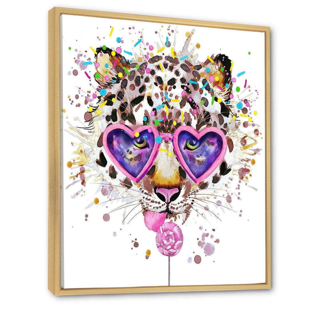Funny Leopard with Heart Glasses