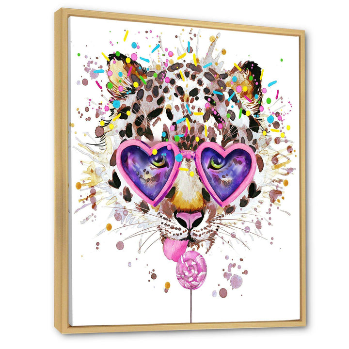 Funny Leopard with Heart Glasses
