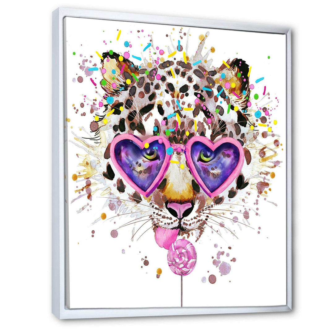 Funny Leopard with Heart Glasses