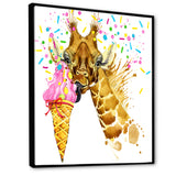 Giraffe Eating Ice Cream Watercolor