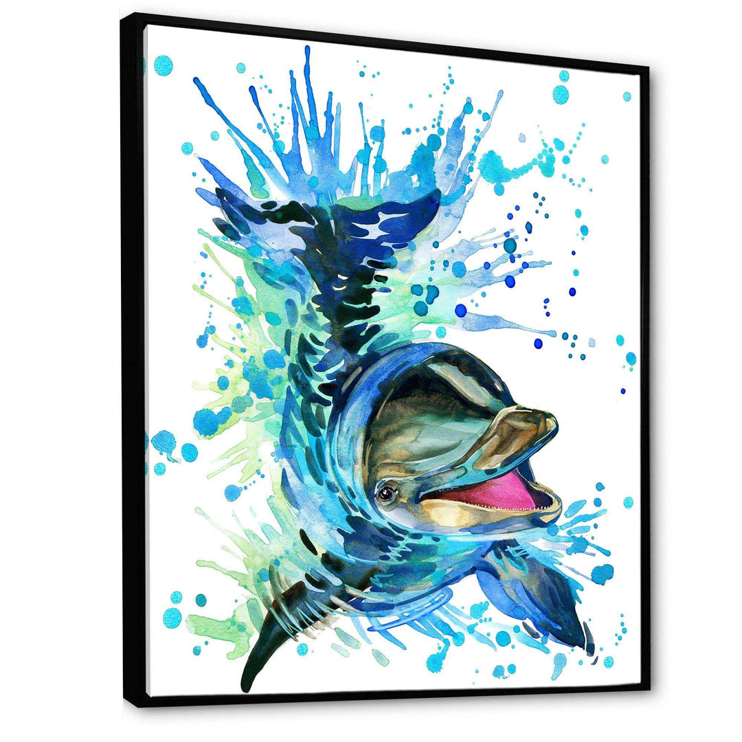 Large Blue Dolphin Watercolor