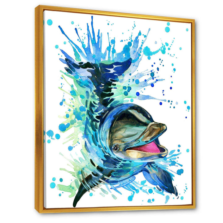 Large Blue Dolphin Watercolor