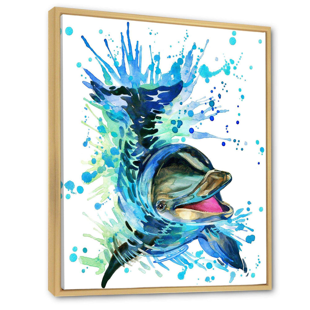 Large Blue Dolphin Watercolor