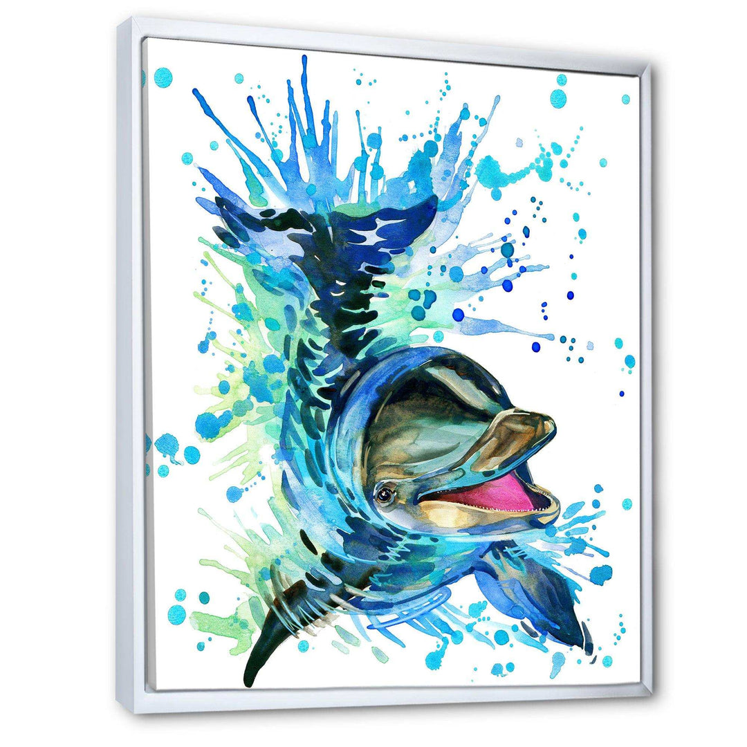 Large Blue Dolphin Watercolor